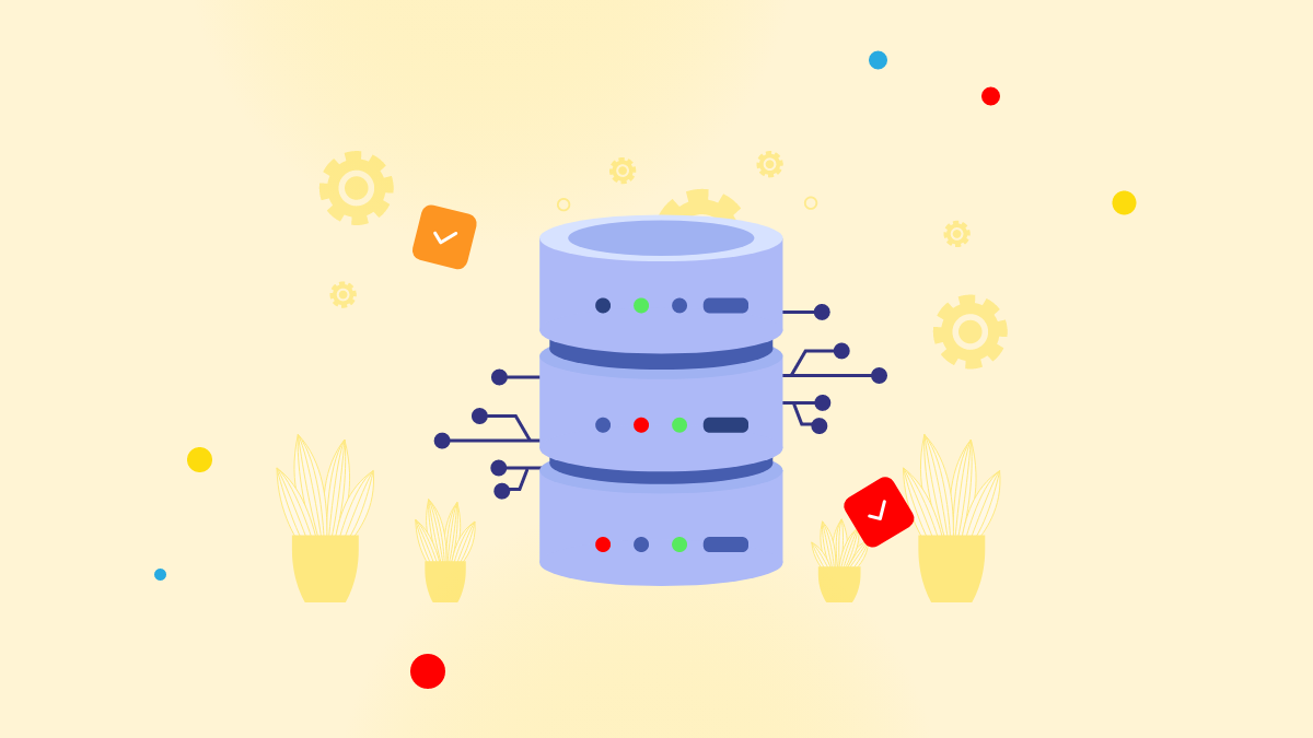 Illustration showing a database in technology industry. It emphasize how to break data silos in improving collaboration.