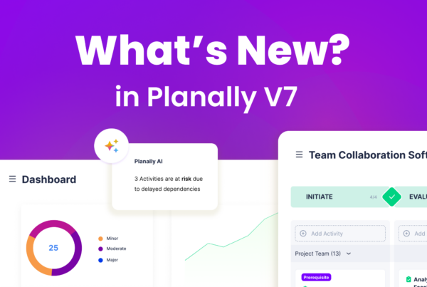 Alt Text: Overview banner showing key feature updates in Planally Version 7.